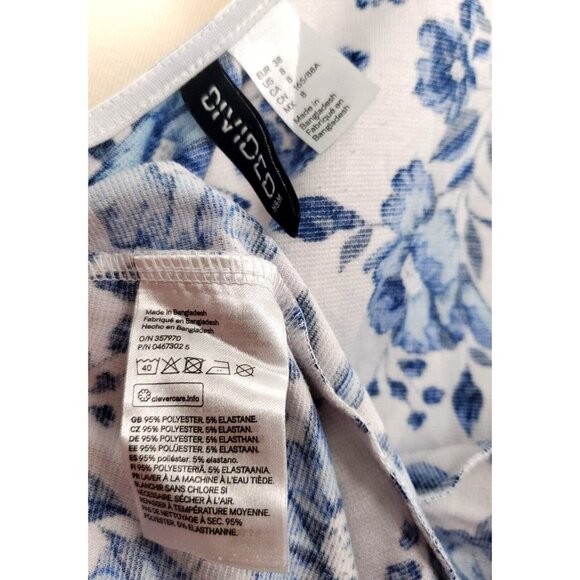 H&M Divided 8 Dress Floral Sleeveless Skater Summer Flare Mini Retro - Picture 9 of 10